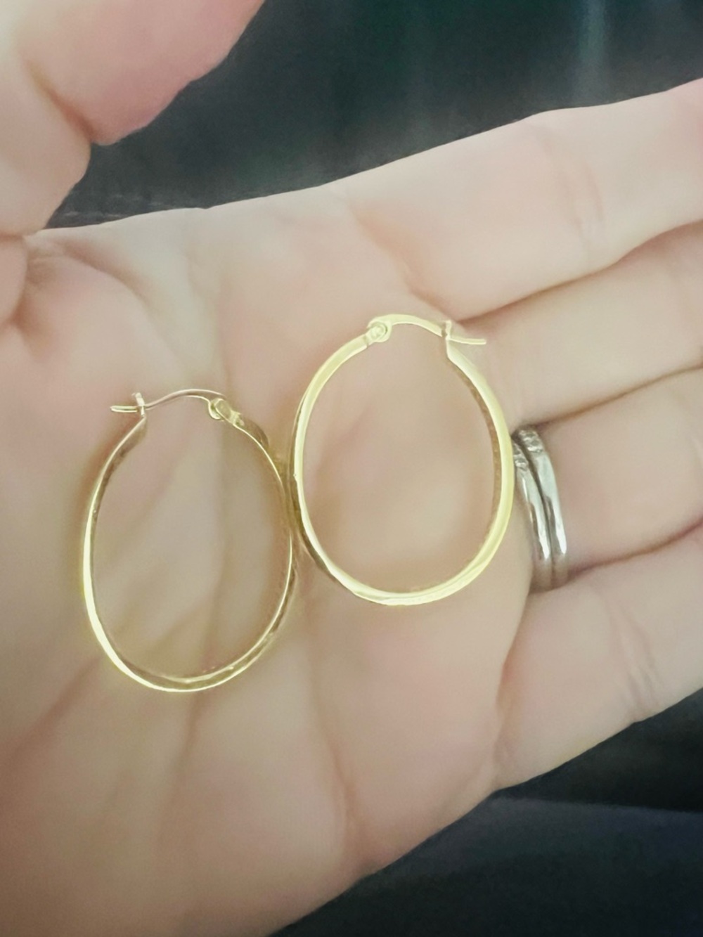 Gold Hoop Earrings with Swarovski Crystals - Picture 2 of 8